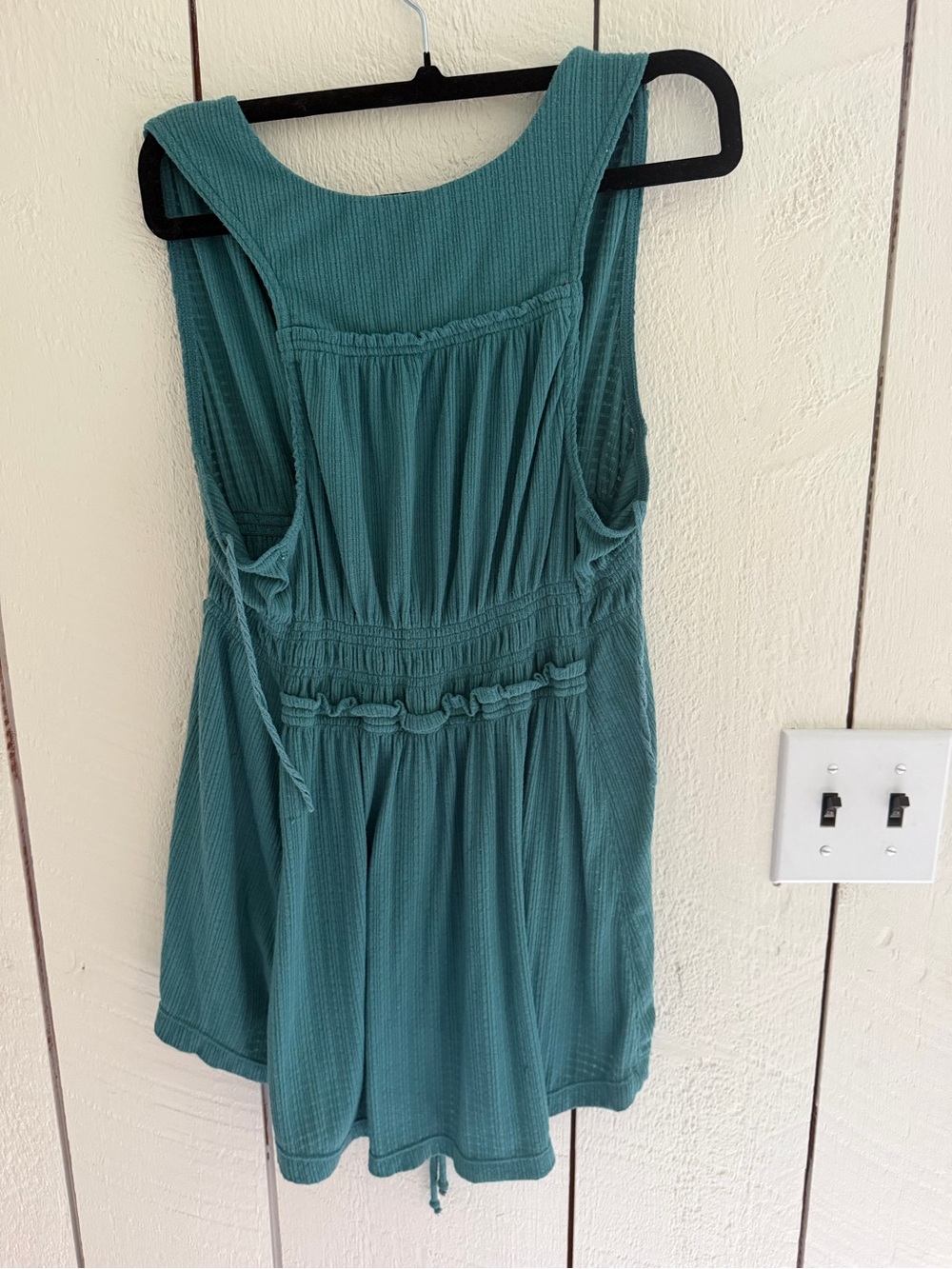 Free People Teal Ribbed V-Neck Tie-Waist Tank - Picture 2 of 3